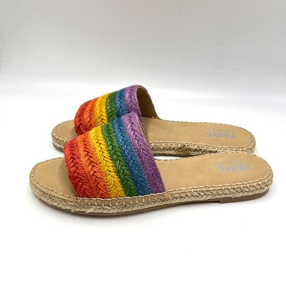 Faryl By Farylrobin Size 9.5 Rainbow Espadrille Flats Slides Sandals‎ Shoes - Picture 6 of 14